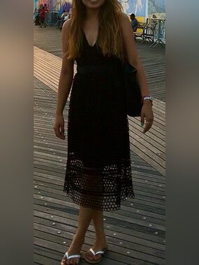 Abercrombie & Fitch Black Crochet Midi Dress